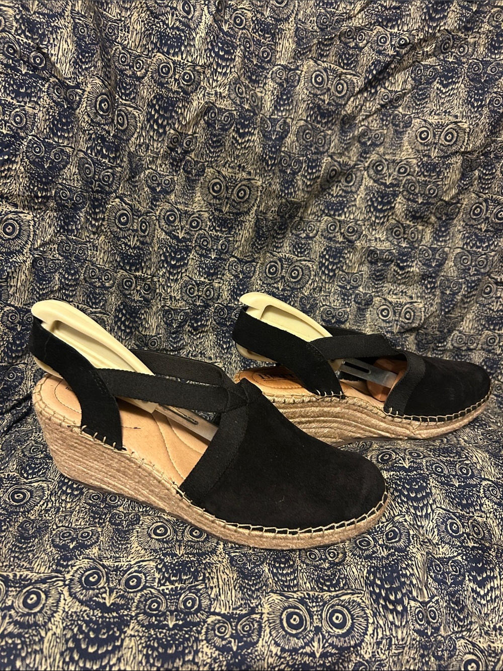 Born Women’s Black Suede Espadrille Meade Wedge Slip-On Sandals